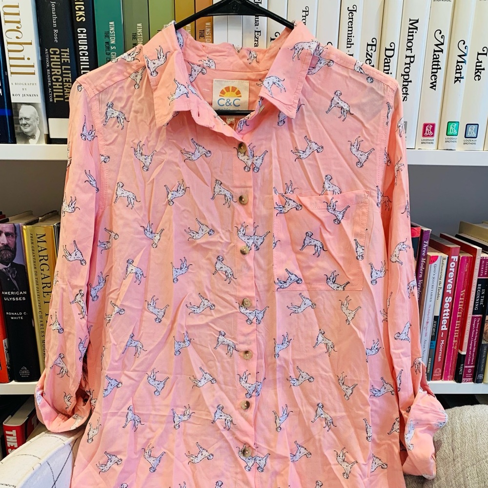 NWT C&C California Pink Dalmatian Top